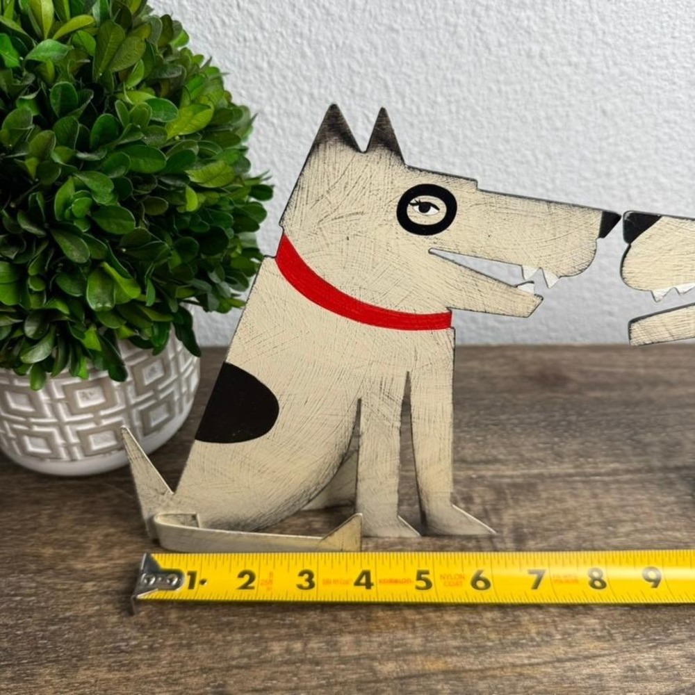 Acme Animal Dog Sculptures Sue Parke Don Gidley Folk Art Metal Pair Red Heels - Picture 15 of 16